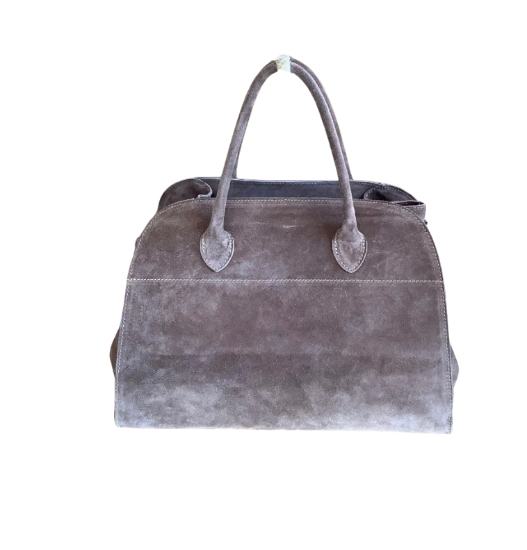 Bolso cartera de piel antelina con doble asa