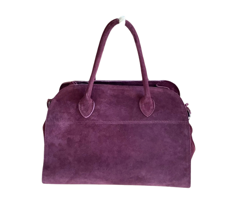 Bolso cartera de piel antelina con doble asa