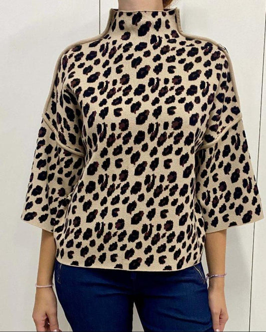 Jersey animal print cuello alto