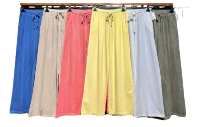 Pantalón de algodón ancho con goma
