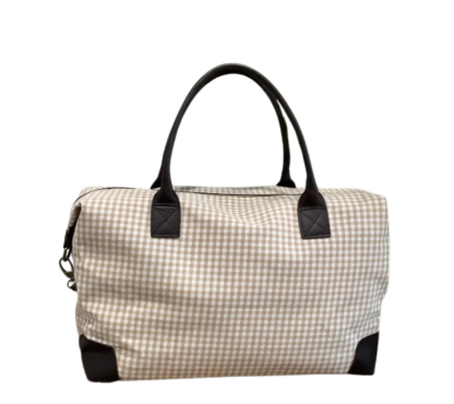 Bolso maleta de cuadro Vichy y detalles en piel - Imagen 9