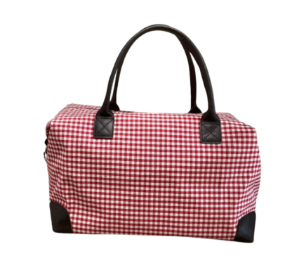 Bolso maleta de cuadro Vichy y detalles en piel - Imagen 8