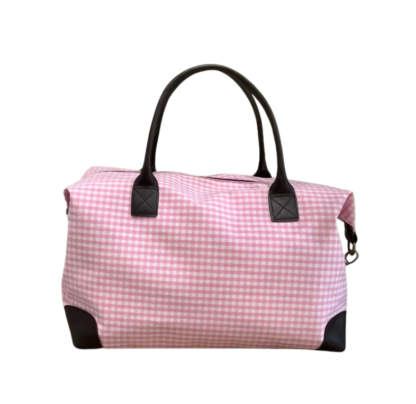 Bolso maleta de cuadro Vichy y detalles en piel - Imagen 7