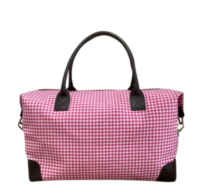 Bolso maleta de cuadro Vichy y detalles en piel - Imagen 5