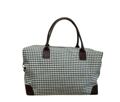 Bolso maleta de cuadro Vichy y detalles en piel - Imagen 3