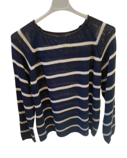 Jersey de hilo con cuello barco de rayas - Imagen 2