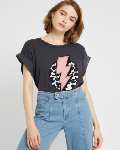 Camiseta manga corta rayo animal print