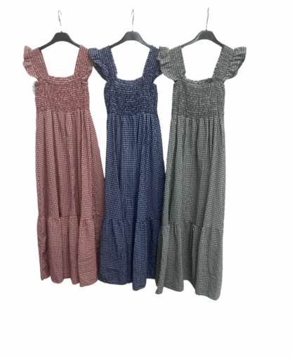 Vestido cuadro Vichy con nido de abeja