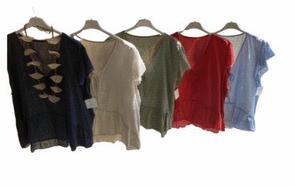 Blusa de plumeti cuello pico