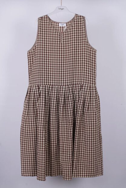 Vestido cuadro Vichy cuello redondo