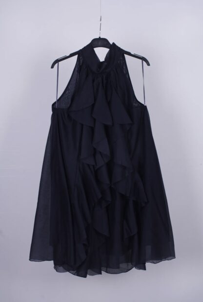 Vestido sedoso con chorreras liso - Imagen 7