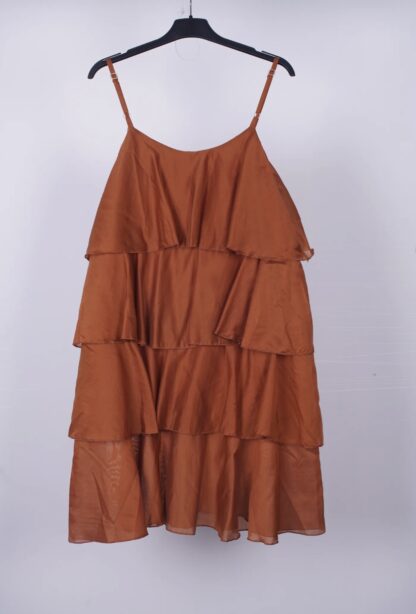 vestido corto sedoso de volantes - Imagen 2