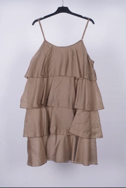 vestido corto sedoso de volantes - Imagen 4
