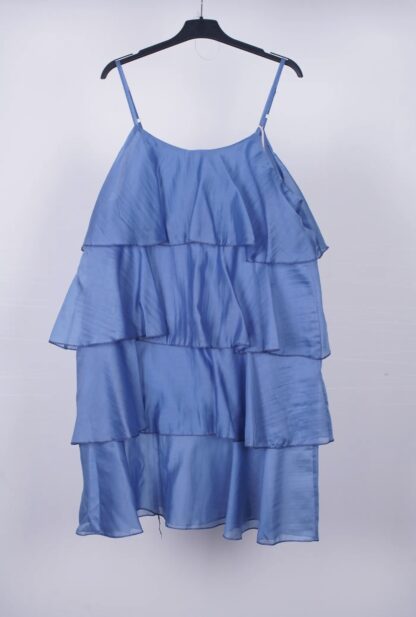 vestido corto sedoso de volantes - Imagen 3