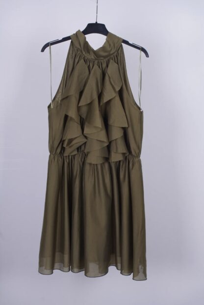 vestido sedoso con mitad chorreras y goma - Imagen 5