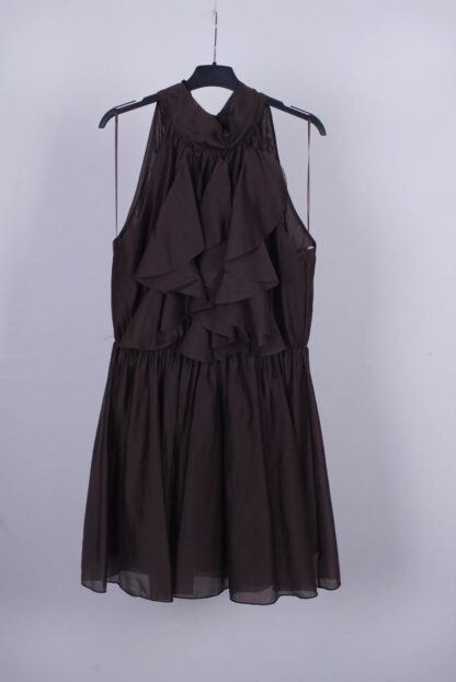 vestido sedoso con mitad chorreras y goma - Imagen 6
