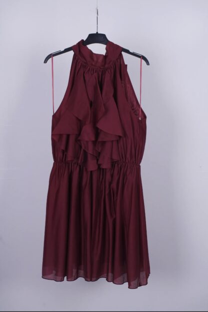 vestido sedoso con mitad chorreras y goma - Imagen 7