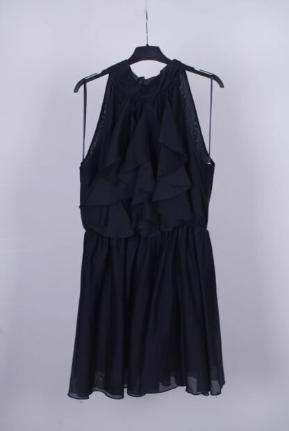vestido sedoso con mitad chorreras y goma - Imagen 8