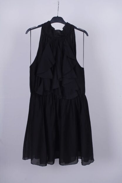 vestido sedoso con mitad chorreras y goma - Imagen 9