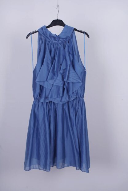 vestido sedoso con mitad chorreras y goma - Imagen 10