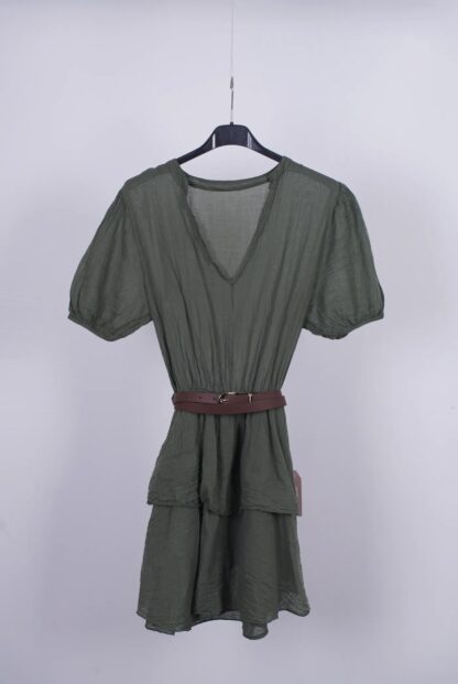 vestido corto de algodón con cinturón - Imagen 9
